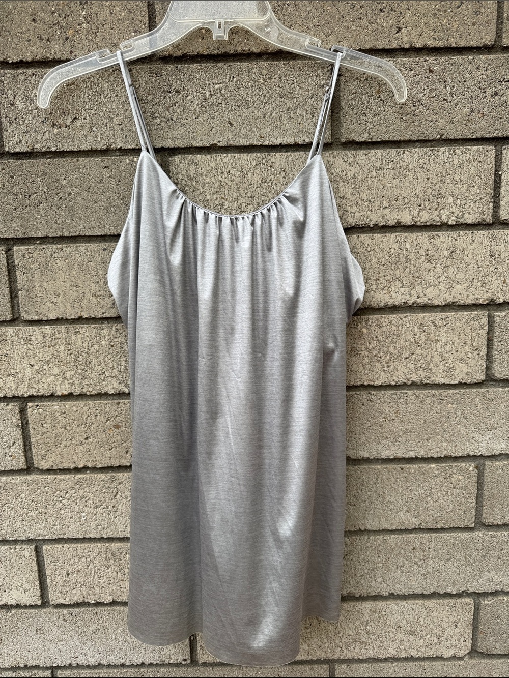 Symmetry Silver Satin Cami Top size LG - built in bra! Like new!